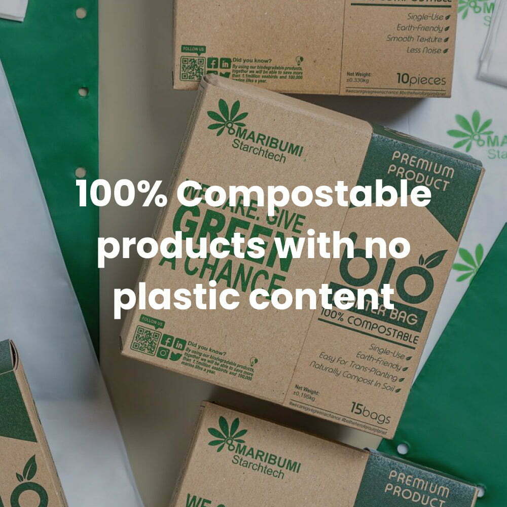 100% Compostable products with no plastic content